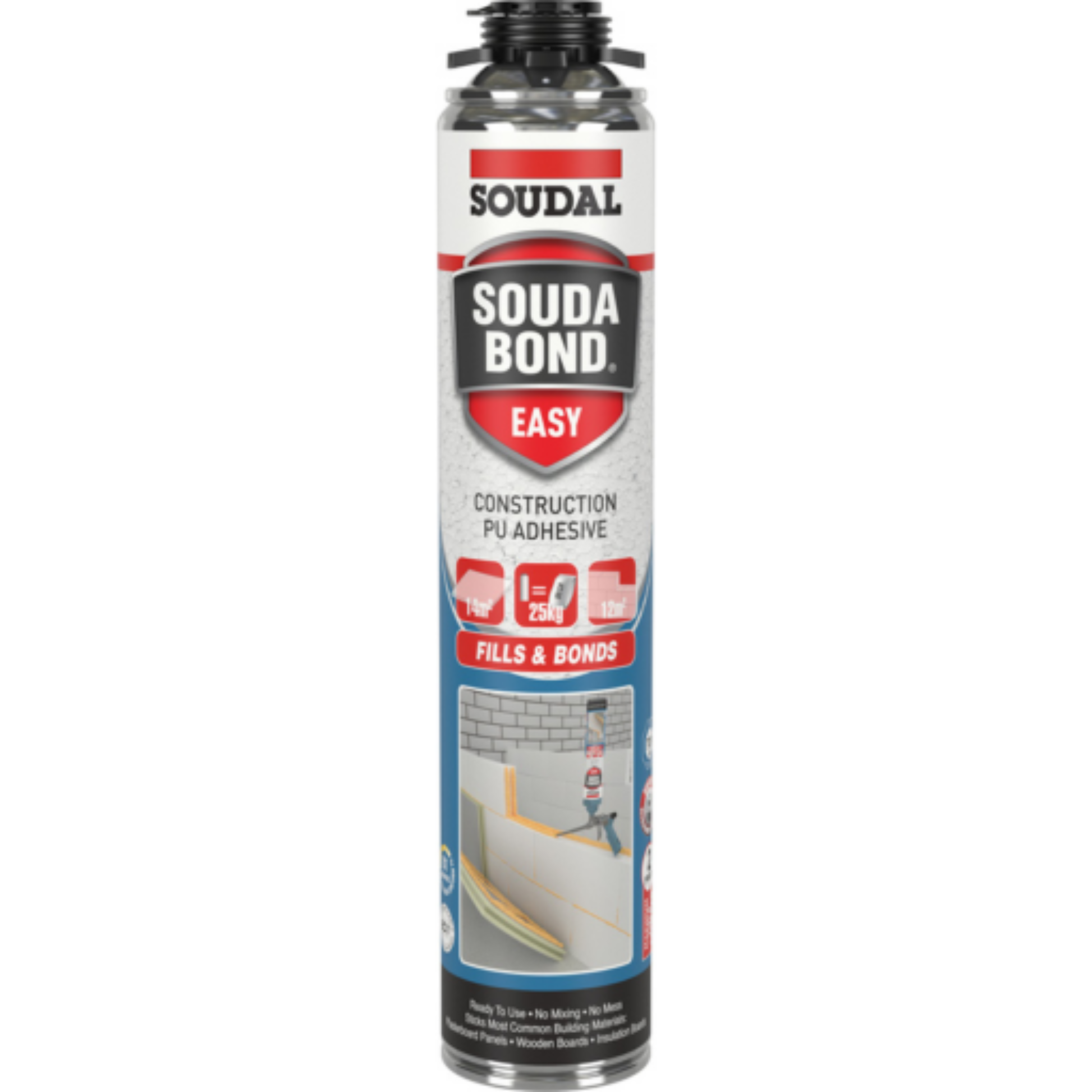 SOUDAL 121734 Soudabond Easy Gun Grade Fast Fix Heavy Duty PU Adhesive 750ml