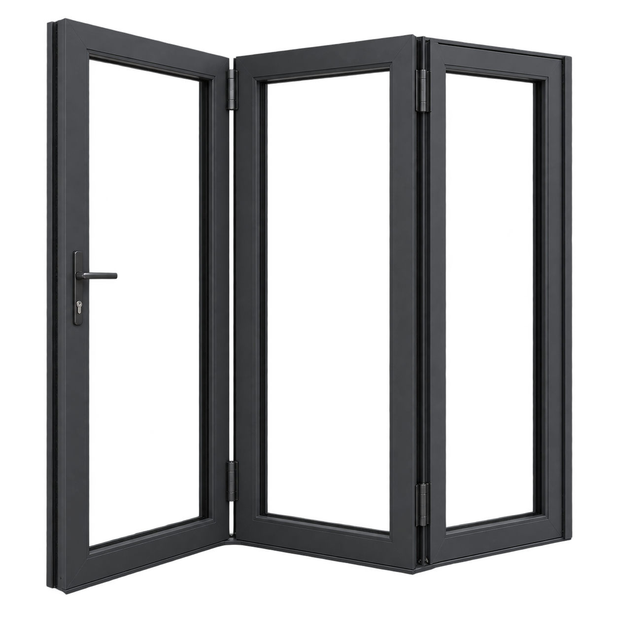 Anthracite Grey 3 Pane Bi-Fold Door - 3020mm x 2090mm - Unglazed