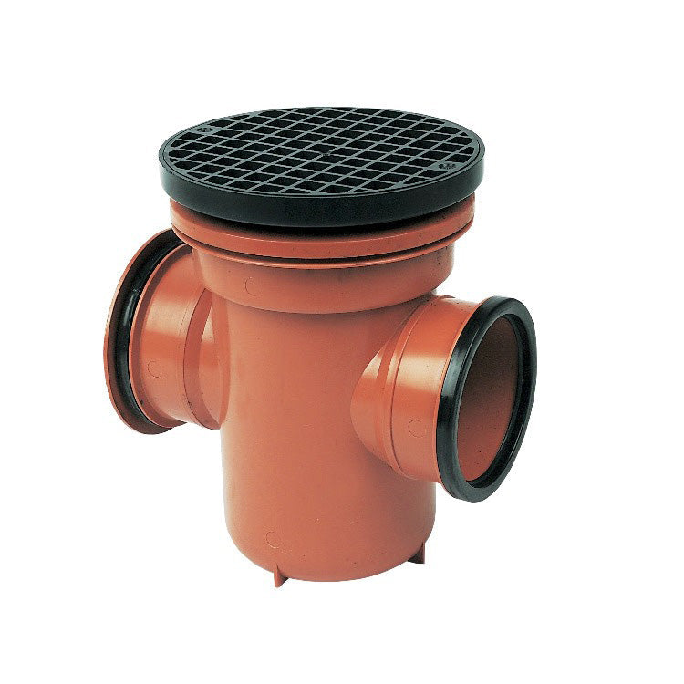 110mm Underground Back Inlet Bottle Gully Circular Grid - Europlas PVCu