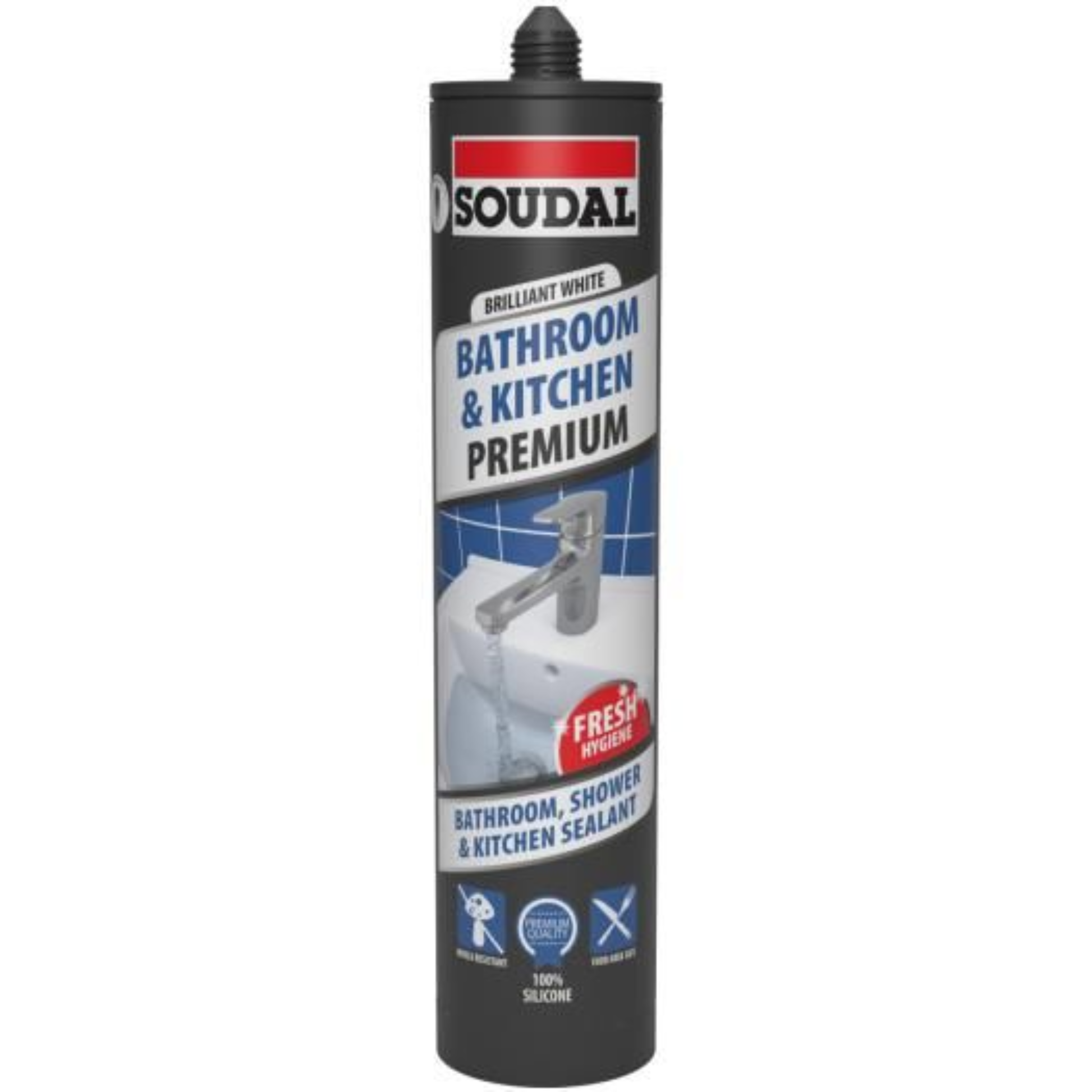 SOUDAL Premium Neutral Sanitary Bathroom, Kitchen & Shower Silicone Sealant 290ml